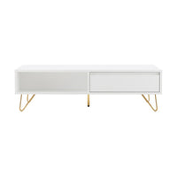 Hawea 120cm Coffee Table with Storage White, front view on a white background