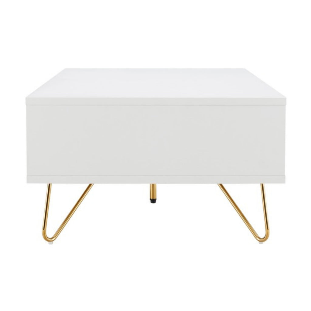 Hawea 120cm Coffee Table with Storage White, side view
