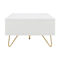 Hawea 120cm Coffee Table with Storage White, side view