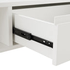Hawea 120cm Coffee Table with Storage White, close-up of the drawer runner