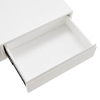 Hawea 120cm Coffee Table with Storage White, close-up of the open drawer