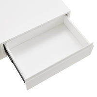 Hawea 120cm Coffee Table with Storage White, close-up of the open drawer