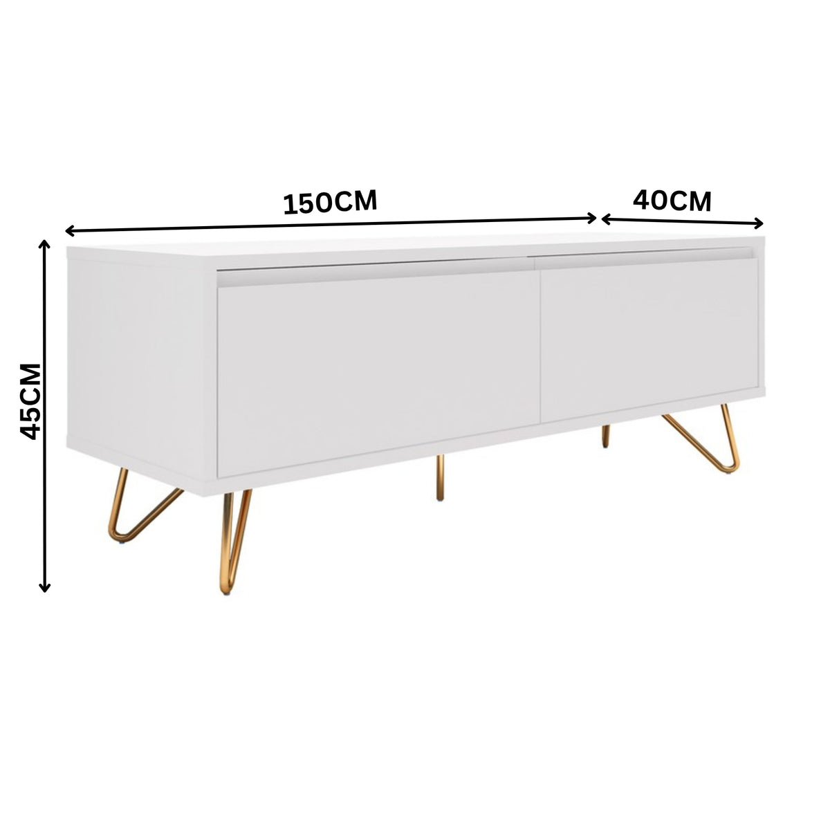 Hawea 150cm ETU Entertainment TV Unit White — dimensions diagram