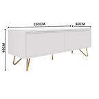 Hawea 150cm ETU Entertainment TV Unit White — dimensions diagram