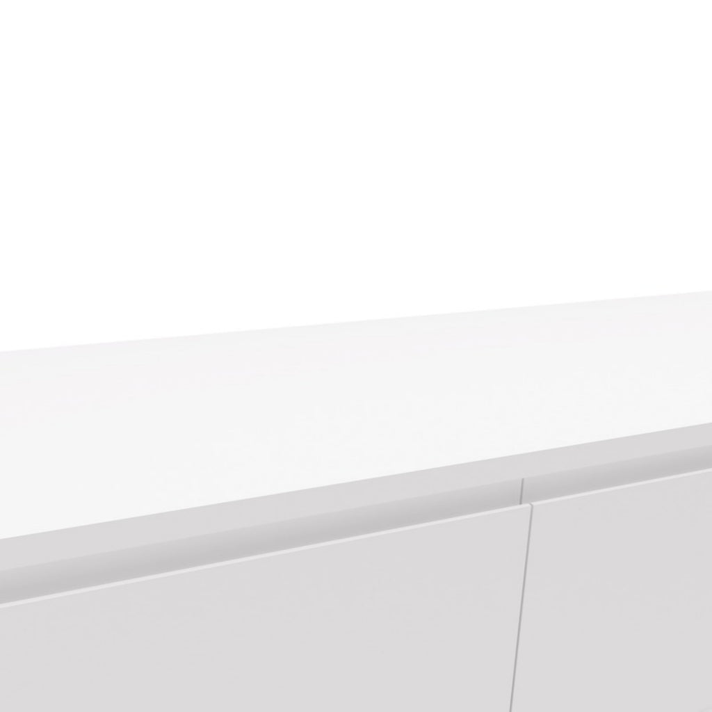 Hawea 150cm ETU Entertainment TV Unit White, close-up of the top edge and handle-free fronts