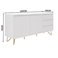 Hawea 150cm Sideboard Buffet Table White — dimensions diagram