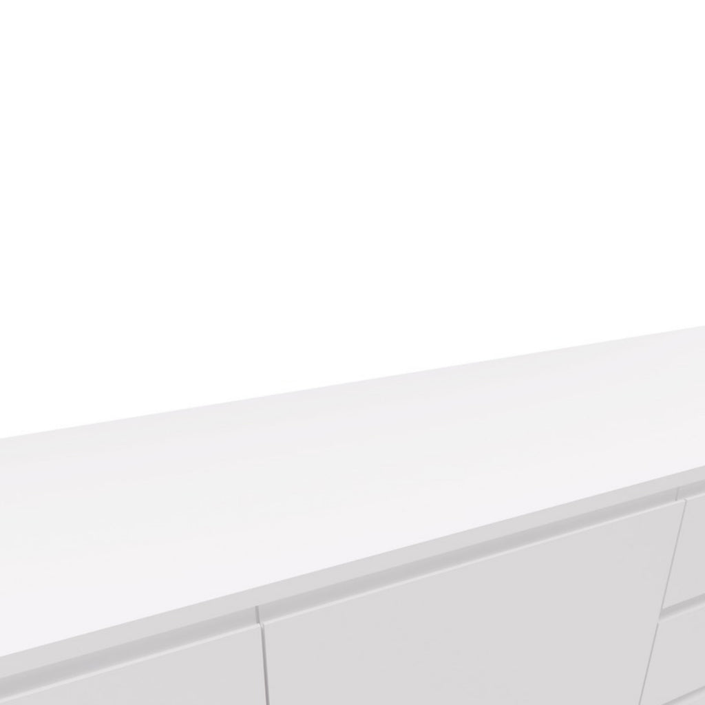 Hawea 150cm Sideboard Buffet Table White, close-up of the top edge and handle-free fronts