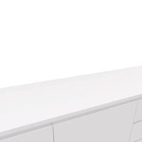 Hawea 150cm Sideboard Buffet Table White, close-up of the top edge and handle-free fronts