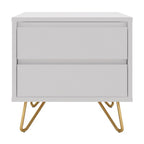 Hawea 2 Drawer Bedside Table White, front view on a white background