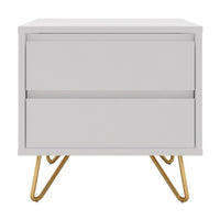 Hawea 2 Drawer Bedside Table White, front view on a white background