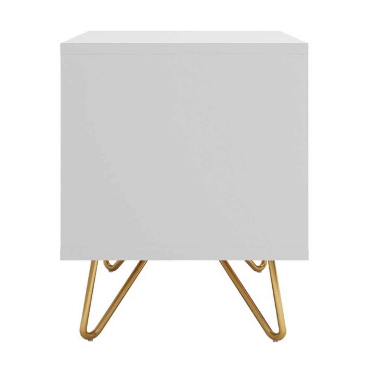 Hawea 2 Drawer Bedside Table White, side view