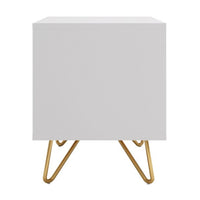 Hawea 2 Drawer Bedside Table White, side view