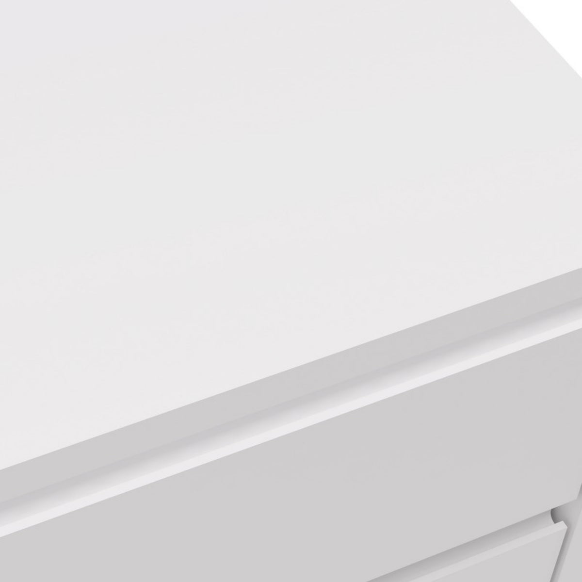 Hawea 2 Drawer Bedside Table White, close-up of the top edge