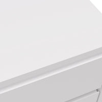 Hawea 2 Drawer Bedside Table White, close-up of the top edge