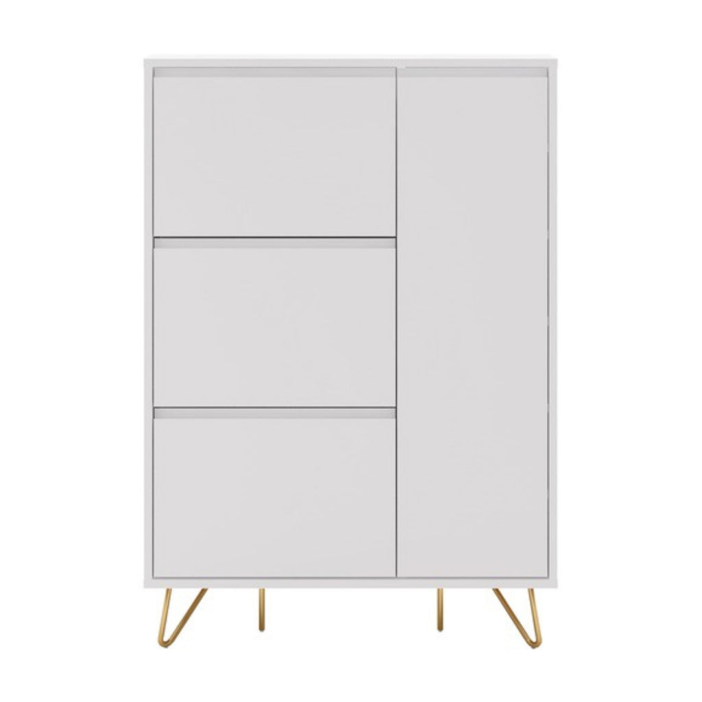 Hawea 90cm Shoe Cabinet White, front view on a white background