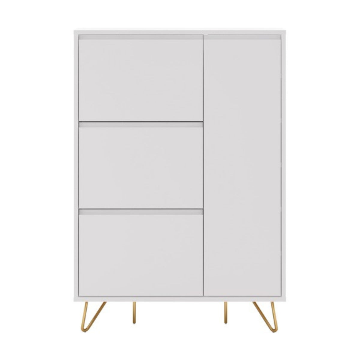 Hawea 90cm Shoe Cabinet White, front view on a white background