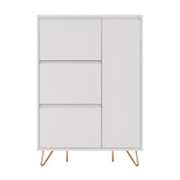 Hawea 90cm Shoe Cabinet White, front view on a white background