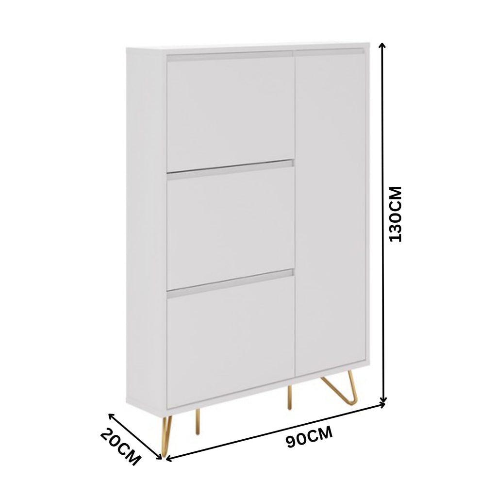 Hawea 90cm Shoe Cabinet White — dimensions diagram