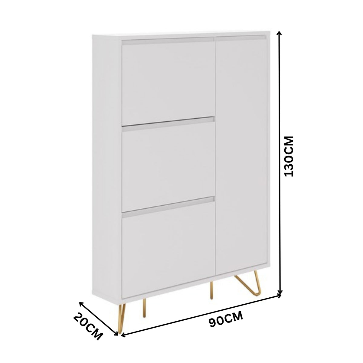 Hawea 90cm Shoe Cabinet White — dimensions diagram