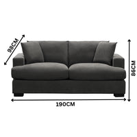 Hecate 2 Seater Fabric Sofa Lounge Dark Grey