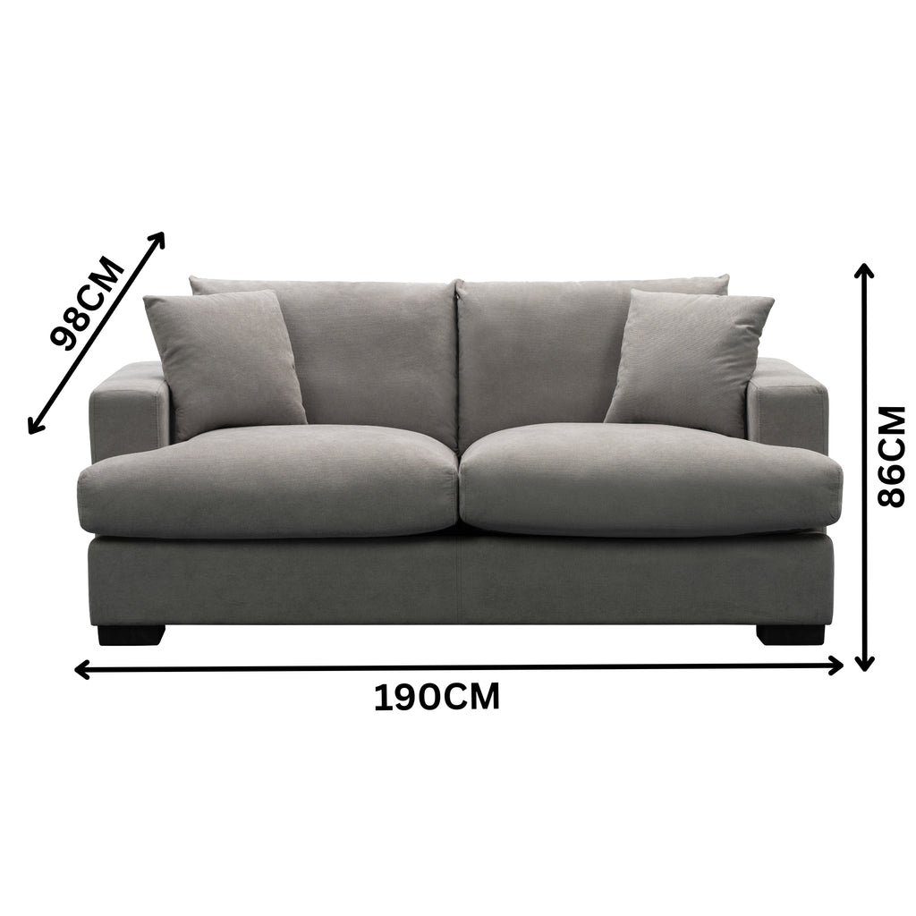 Hecate 2 Seater Fabric Sofa Lounge Light Grey