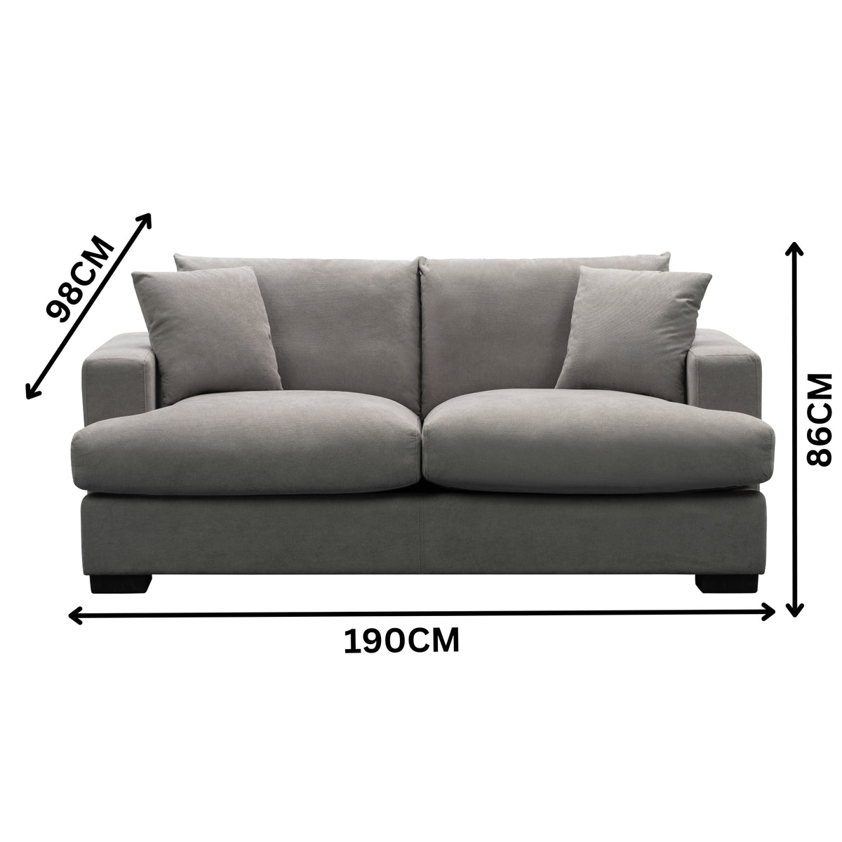 Hecate 2 Seater Fabric Sofa Lounge Light Grey