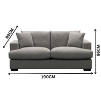 Hecate 2 Seater Fabric Sofa Lounge Light Grey