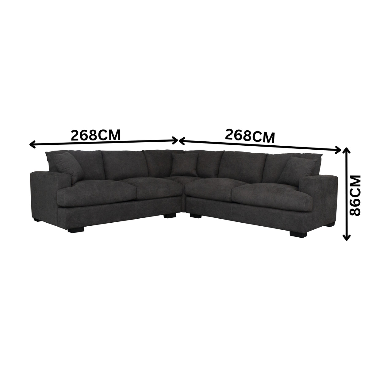 Hecate 4 Seater Corner Modular Fabric Sofa Lounge Dark Grey