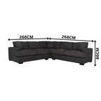 Hecate 4 Seater Corner Modular Fabric Sofa Lounge Dark Grey