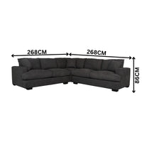 Hecate 4 Seater Corner Modular Fabric Sofa Lounge Dark Grey
