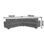 Hecate 4 Seater Corner Modular Fabric Sofa Lounge Light Grey