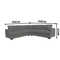 Hecate 4 Seater Corner Modular Fabric Sofa Lounge Light Grey