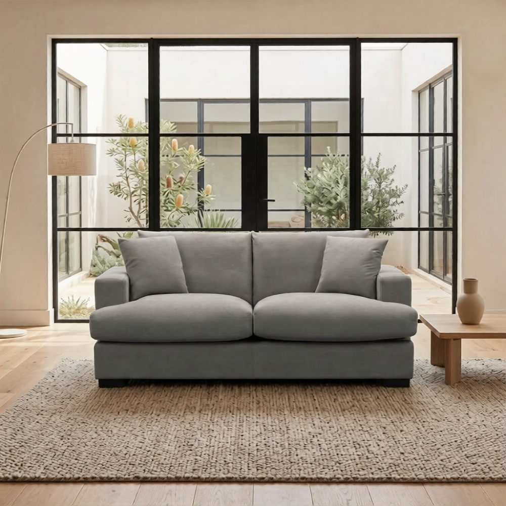 Hecate 2 Seater Fabric Sofa Lounge Light Grey