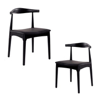 Henrik 2pc Set Dining Chair Replica Hans Wegner Elbow Solid Ash Timber Black