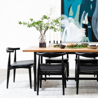 Henrik 2pc Set Dining Chair Replica Hans Wegner Elbow Solid Ash Timber Black