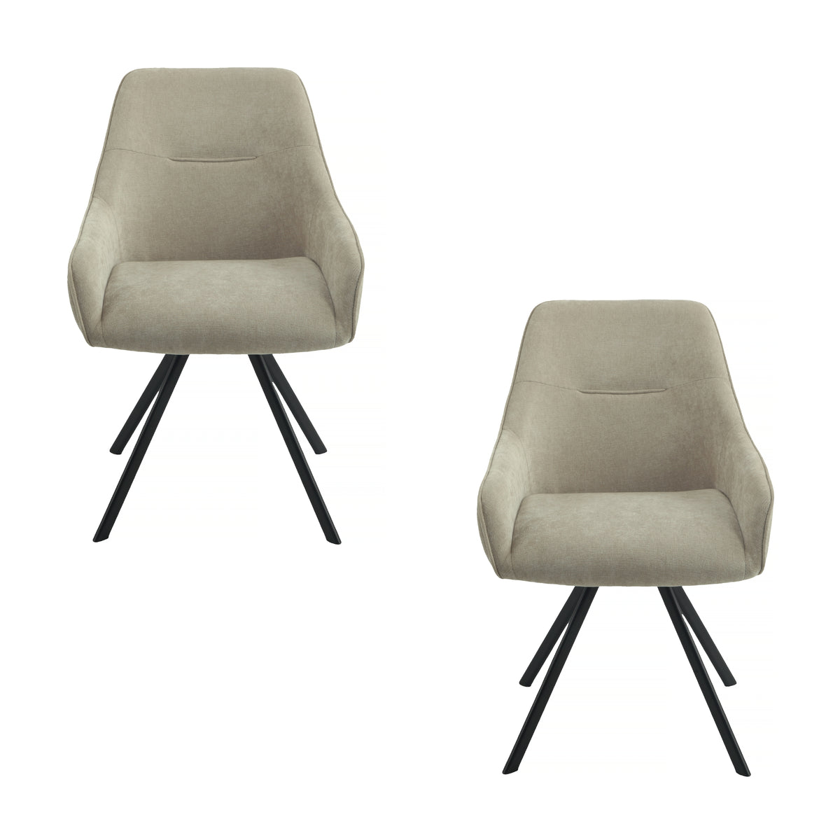 Henrik 2pc Set Fabric Dining Chair Fawn Grey