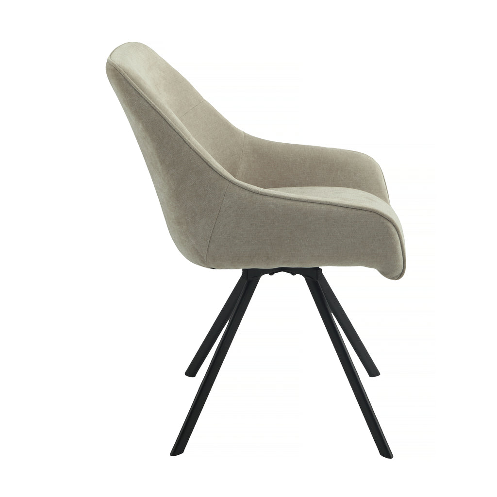Henrik 2pc Set Fabric Dining Chair Fawn Grey