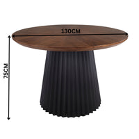 Henrik 7pc Set Round Dining Table Fabric Chair