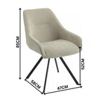 Henrik 7pc Set Round Dining Table Fabric Chair