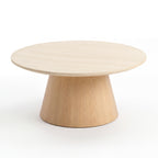 Hera 100cm Round Coffee Table Natural, angled view on a white background