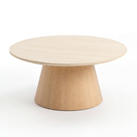 Hera 100cm Round Coffee Table Natural, angled view on a white background