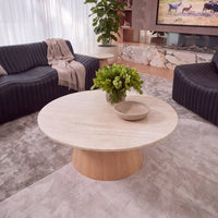 Hera 100cm Round Coffee Table Natural, overhead view of the round tabletop