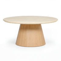 Hera 100cm Round Coffee Table Natural, front view on a white background
