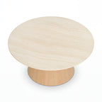 Hera 100cm Round Coffee Table Natural, raised view of the tabletop on a white background