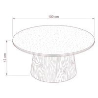 Hera 100cm Round Coffee Table Natural — dimensions diagram, 100 cm diameter x 45 cm high