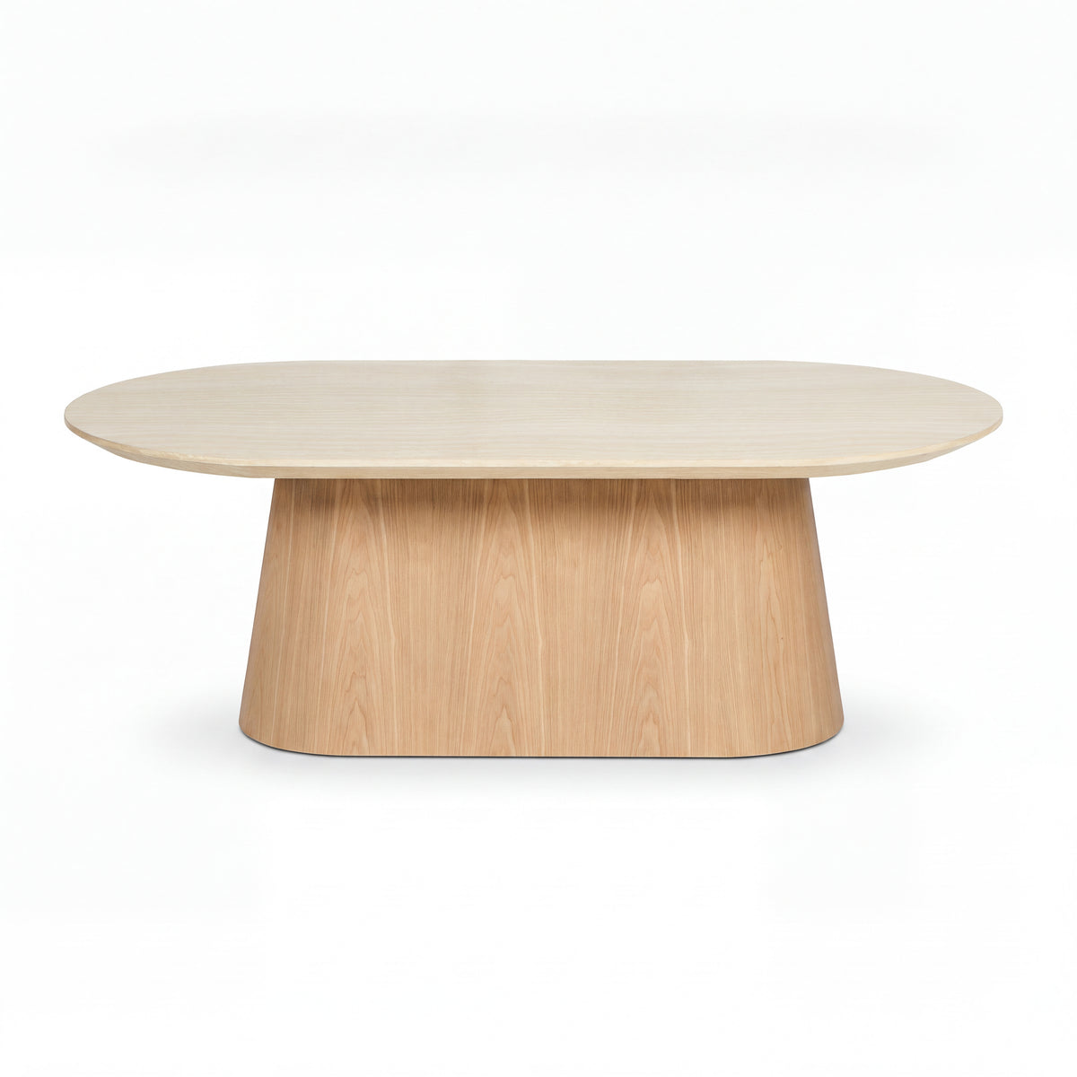 Hera 130cm Coffee Table Natural, front view on a white background