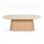 Hera 130cm Coffee Table Natural, front view on a white background