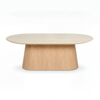 Hera 130cm Coffee Table Natural, front view on a white background