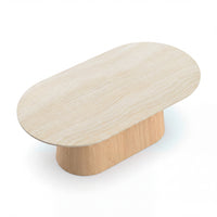 Hera 130cm Coffee Table Natural, raised view of the tabletop on a white background