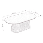 Hera 130cm Coffee Table Natural — dimensions diagram, W130 x D70 x H45 cm